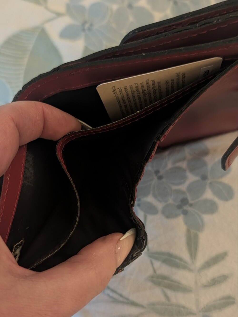 Patricia Nash Astra Bifold Wallet In Burnished Tooled Berry Red Italian Leather - Picture 7 of 12